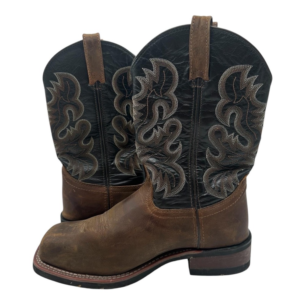 Laredo Rockwell 11" Boots Mens 9 EW EXTRA WIDE Brown Steel Toe EH‎ Stockman Heel - Picture 2 of 10